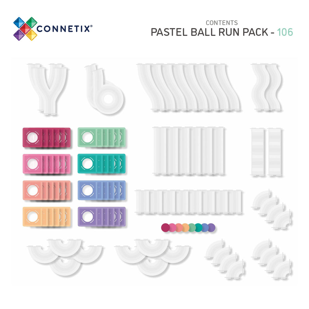 Connetix - Pastel Ball Run Pack 106 stuks PRE ORDER leverbaar 9 mei