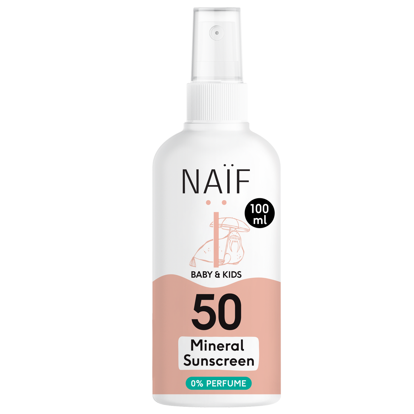 Naïf -  Minerale Zonnebrandspray 0% parfum voor Baby & Kids Factor 50 100ML