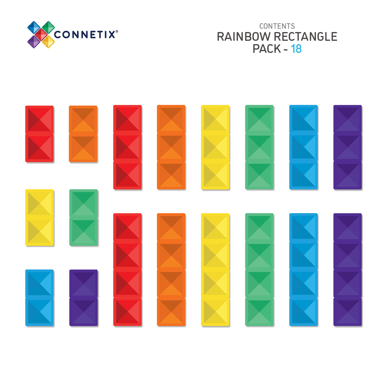 Connetix - Rainbow Rectangle Pack 18 delig