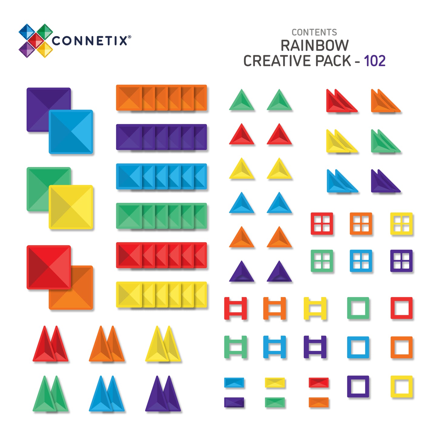 Connetix - Creative Pack Rainbow - 102 stuks