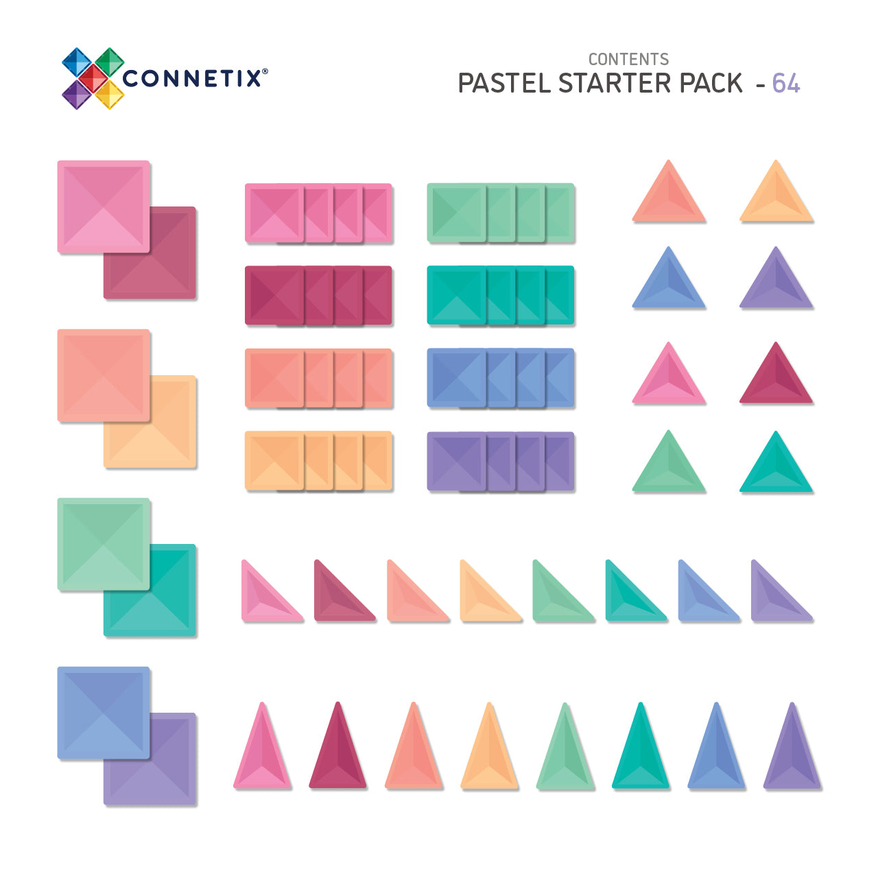 Connetix - Pastel Starter Pack 64 delig