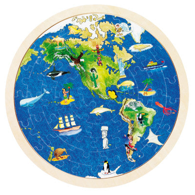 Goki - Puzzel - Wereldbol - 57 stukjes